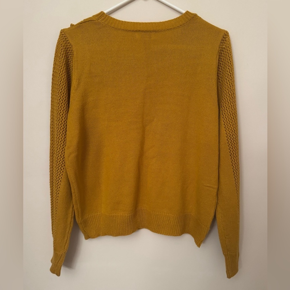 Umgee Mustard Fringe Knit Sweater Women’s Small Boho Western Pullover Top - Picture 2 of 6